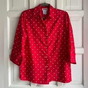 Women’s National Button Red/white polka Dot Blouse